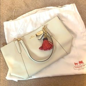 COACH AVA Tote Bag Crossgrain Leather in White